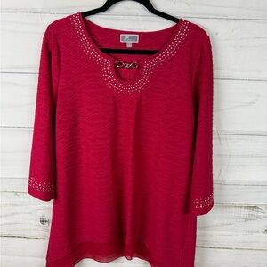 JM Collection Red Blouse with Elegant Design